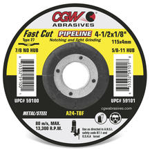 CGW Abrasives 59100 - 41/2X1/8X7/8 T27 A24TBF