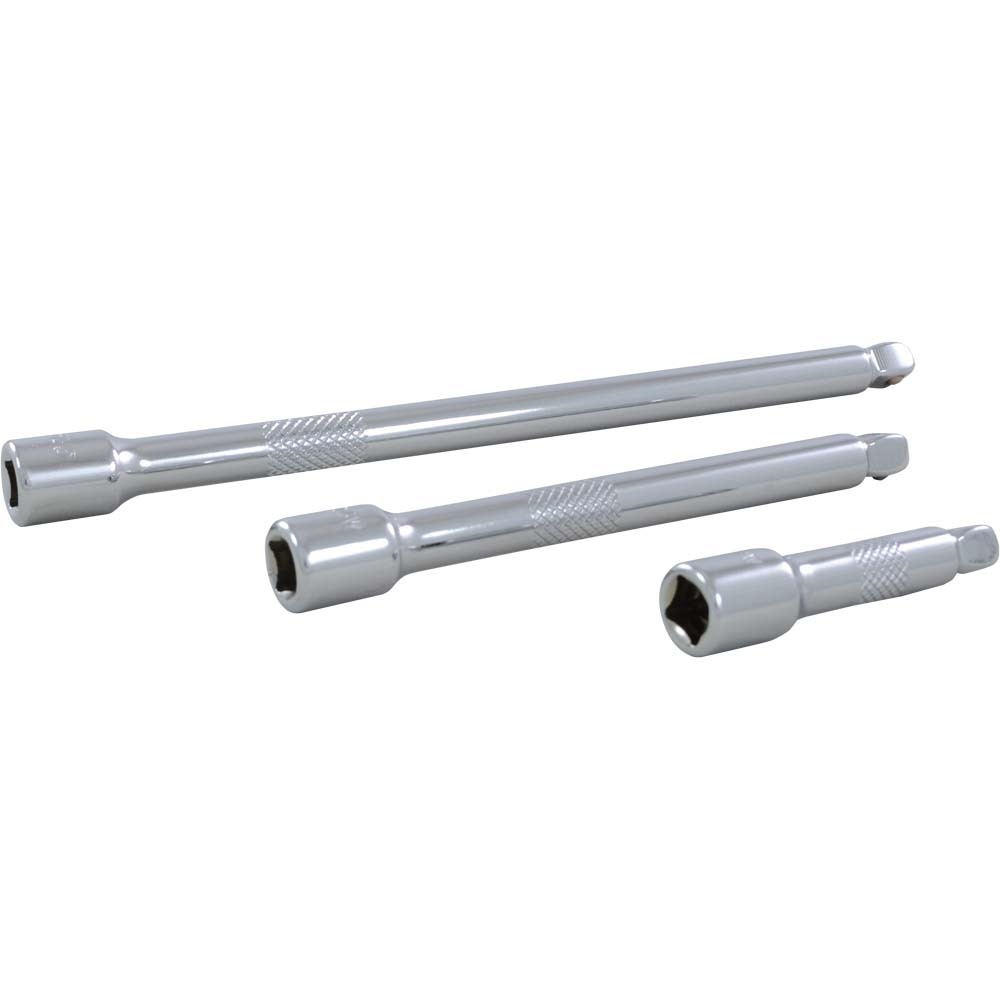 3 Piece 1/4&#34; Drive Chrome Wobble Extension Set, 2&#34;, 4&#34; & 6&#34;
