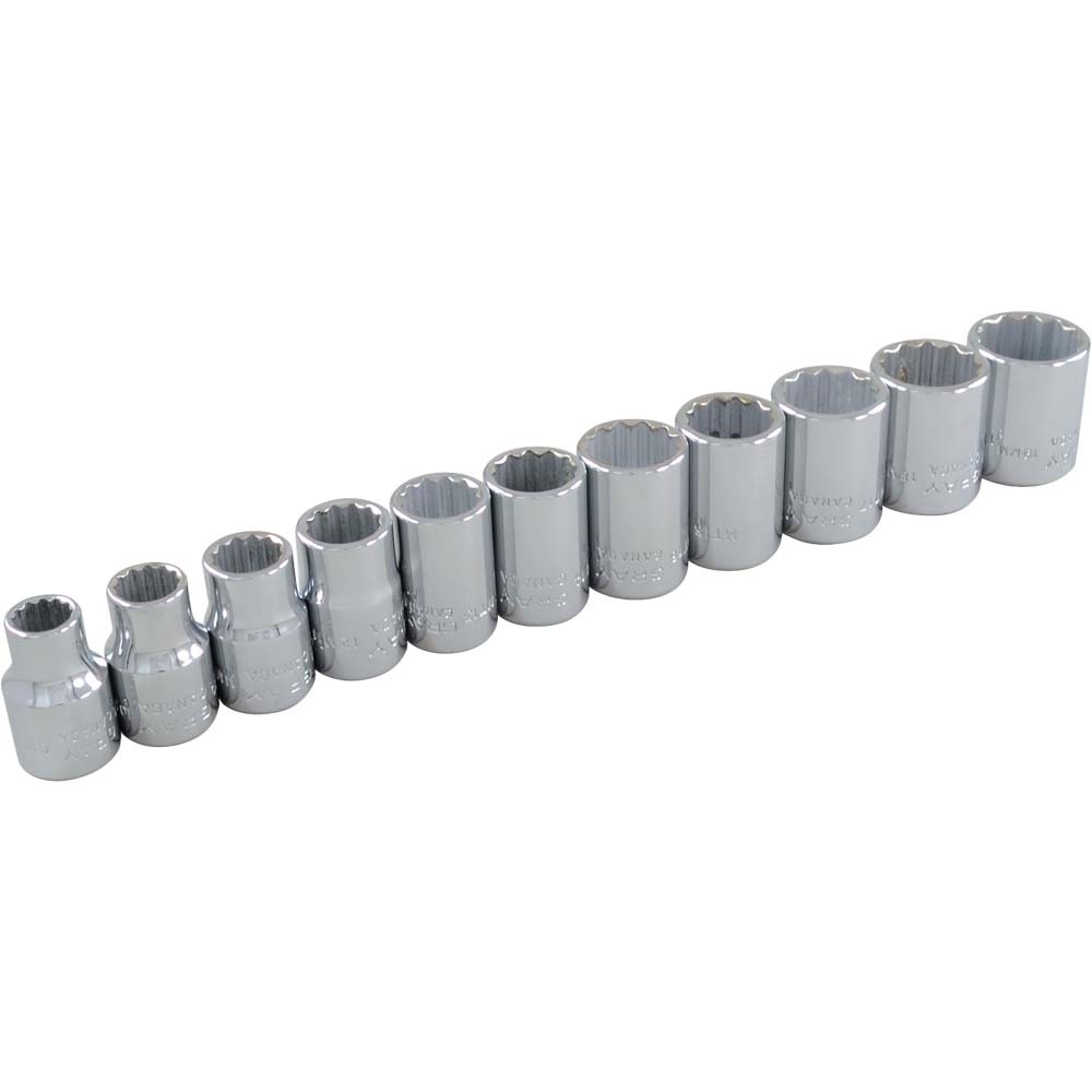11 Piece 3/8&#34; Drive 12 Point Metric, Standard Chrome Socket Set, 9mm - 19mm