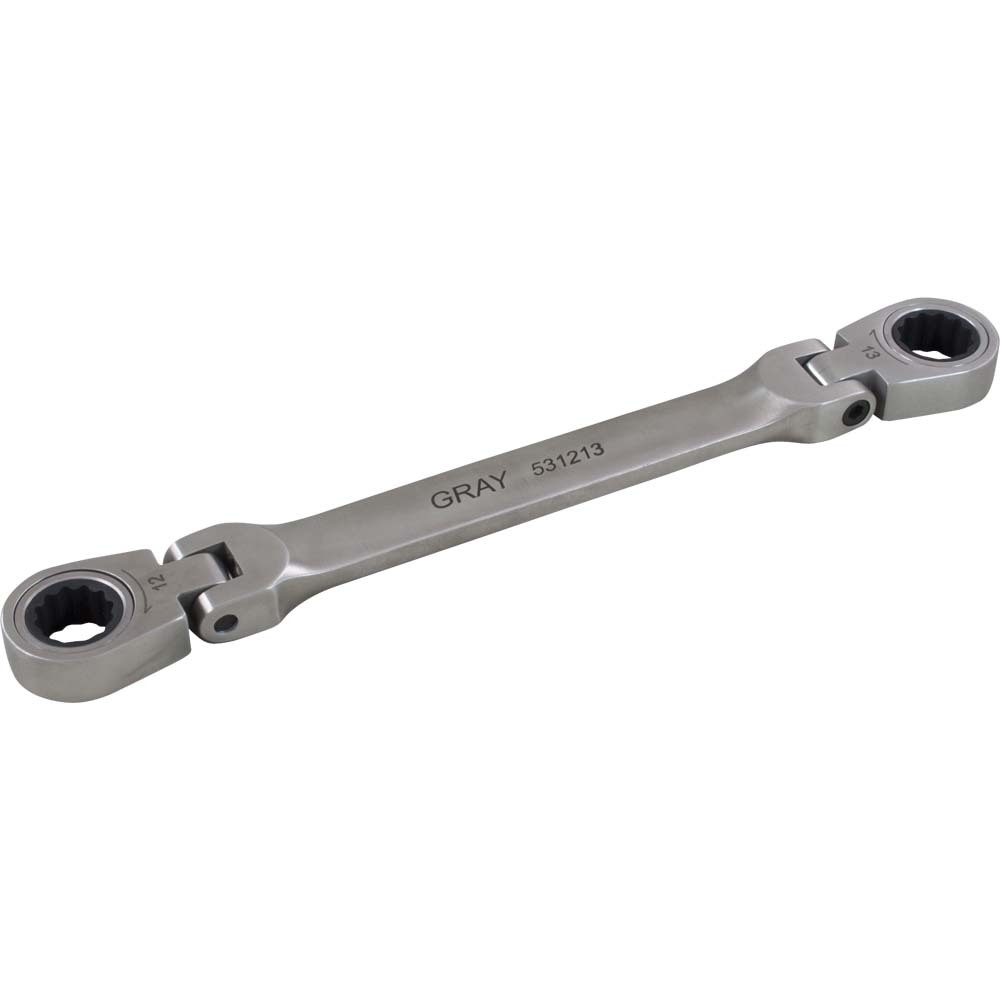 5/16&#34; X 3/8&#34; Double Box End, Flex Head Ratcheting Wrench, Stainless Steel Finish