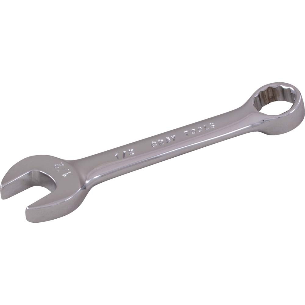 1/4&#34; Stubby Combination Wrench, 12 Point, Mirror Chrome Finish