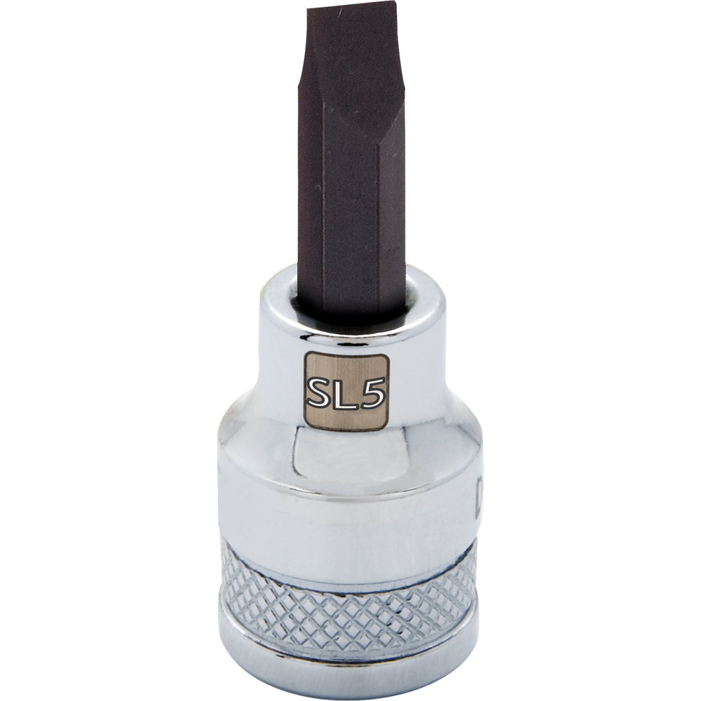 3/8&#34; Drive Slotted Head, Sl5 Bit Standard Length, Chrome Finish Socket