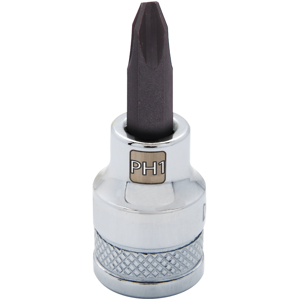3/8&#34; Drive Phillips® Head, Ph#1 Bit Standard Length, Chrome Finish Socket