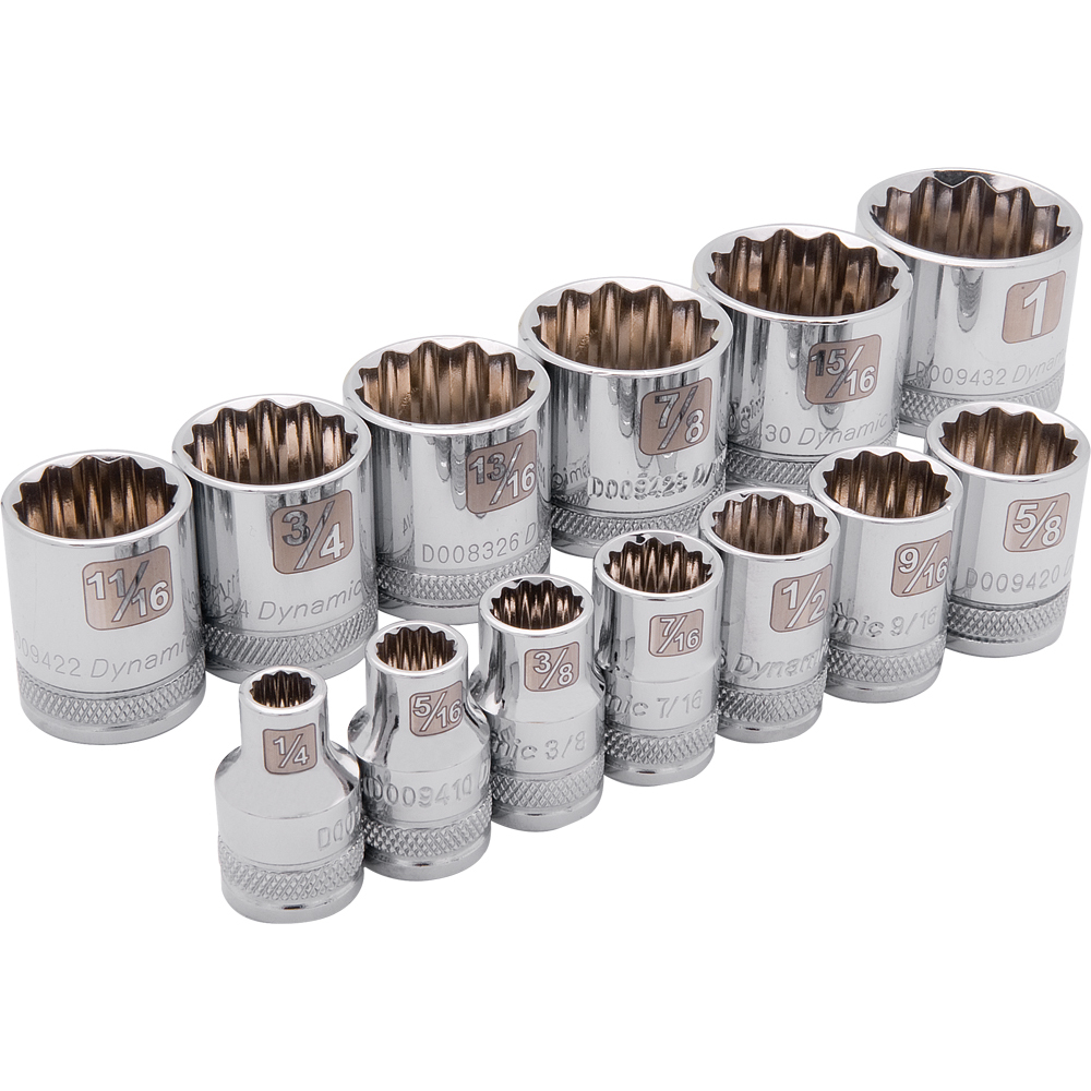 3/8&#34; Drive 13 Piece 12 Point, Standard SAE Socket Set, 1/4&#34; - 1&#34;