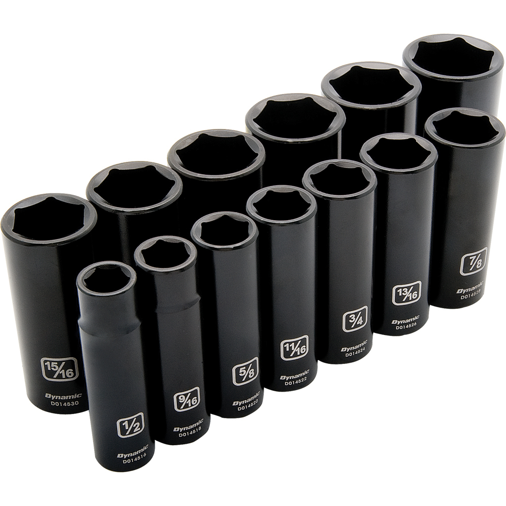 1/2&#34; Drive 13 Piece 6 Point, Deep Impact, SAE Socket Set, 1/2&#34; - 1-1/4&#34;