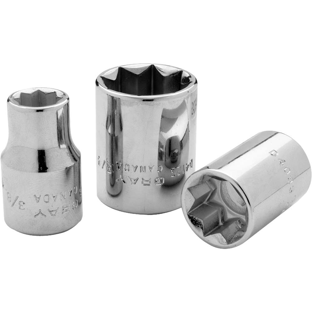 3/8&#34; X 1/2&#34; Drive, 8 Point Standard Length, Chrome Finish Socket