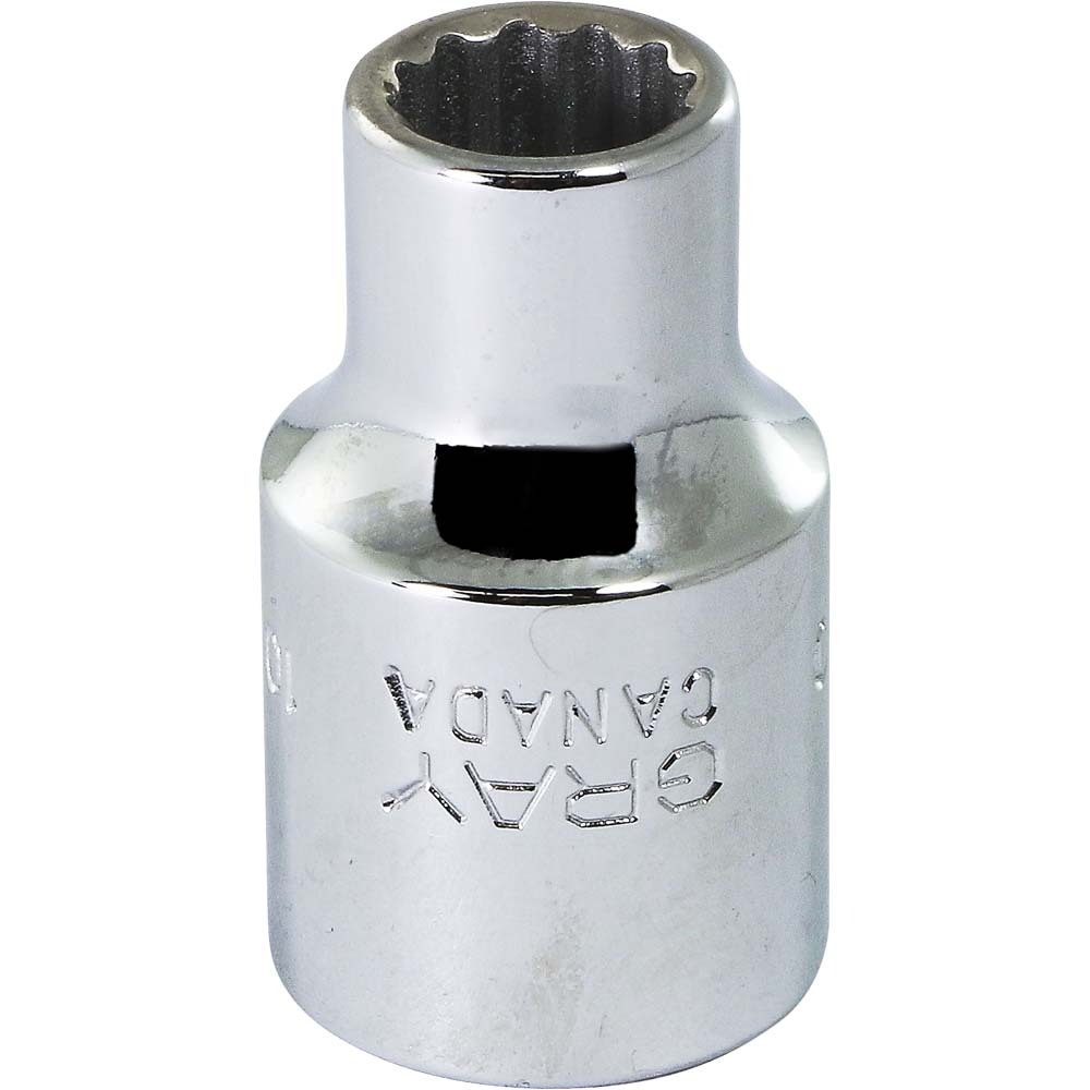 10mm X 1/2&#34; Drive, 12 Point Standard Length, Chrome Finish Socket
