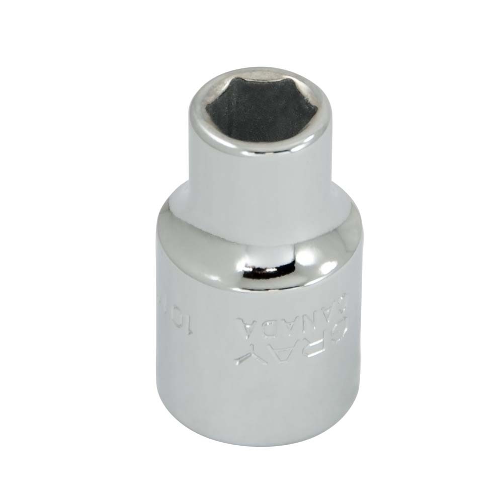 10mm X 1/2&#34; Drive, 6 Point Standard Length, Chrome Finish Socket