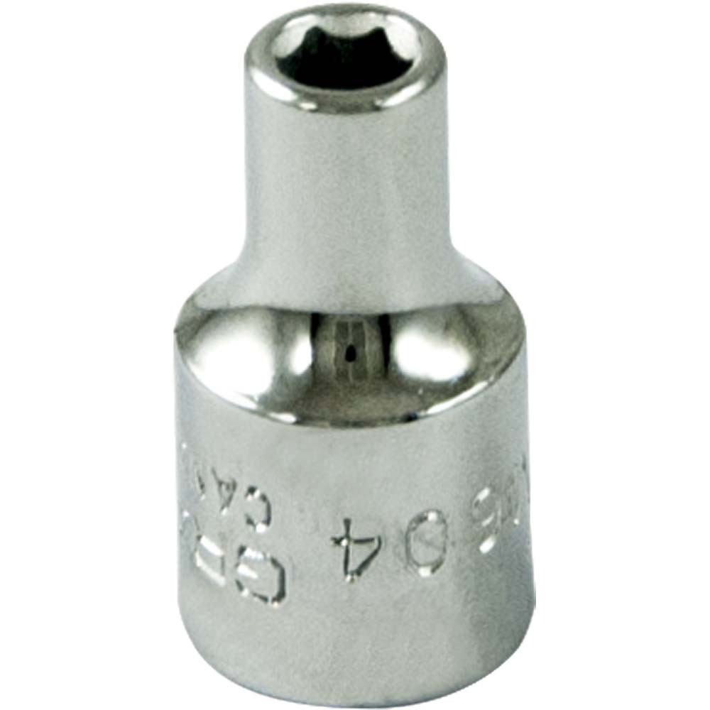 4mm X 1/4&#34; Drive, 6 Point Standard Length, Chrome Finish Socket