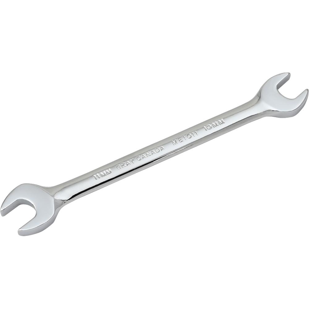 Wrench Open End 10mm X 11mm, 15° Head Angle, Mirror Chrome Finish