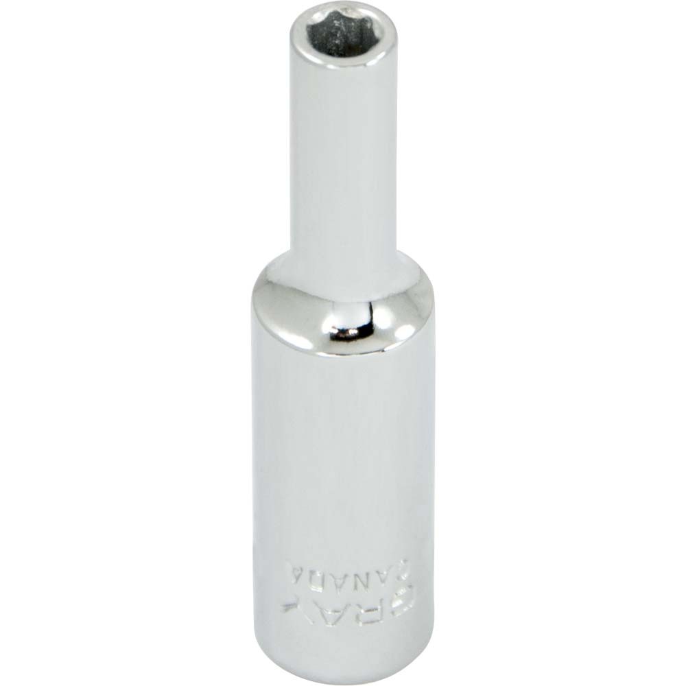 4mm X 1/4&#34; Drive, 6 Point Deep Length, Chrome Finish Socket