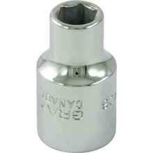 Gray Tools 406 - 3/8" X 1/2" Drive, 6 Point Standard Length, Chrome Finish Socket