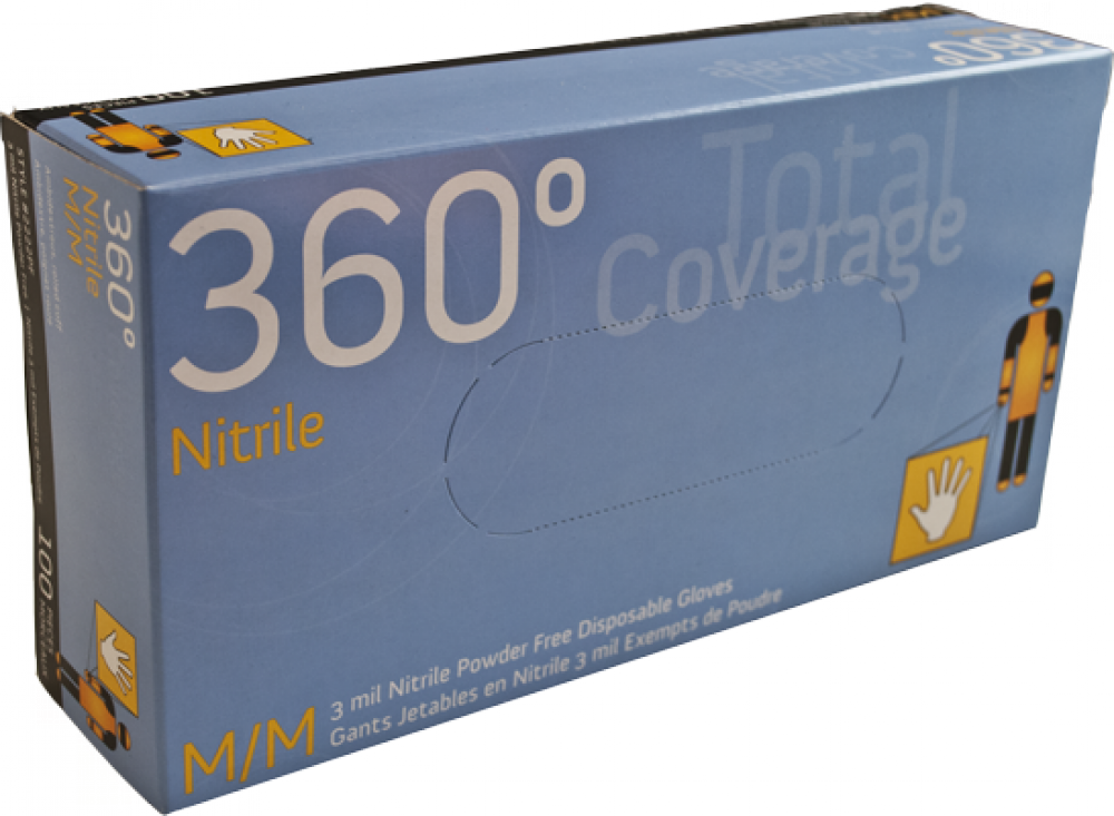 360 DEGREE POWDER FREE 3 MIL NITRILE (10X100) - LARGE