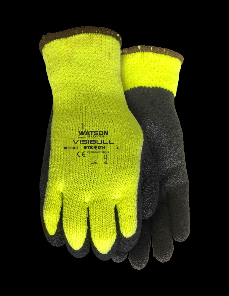 STEALTH VISIBULL CRINKLED RUBBER LATEX HI VIS LINED COATED - L