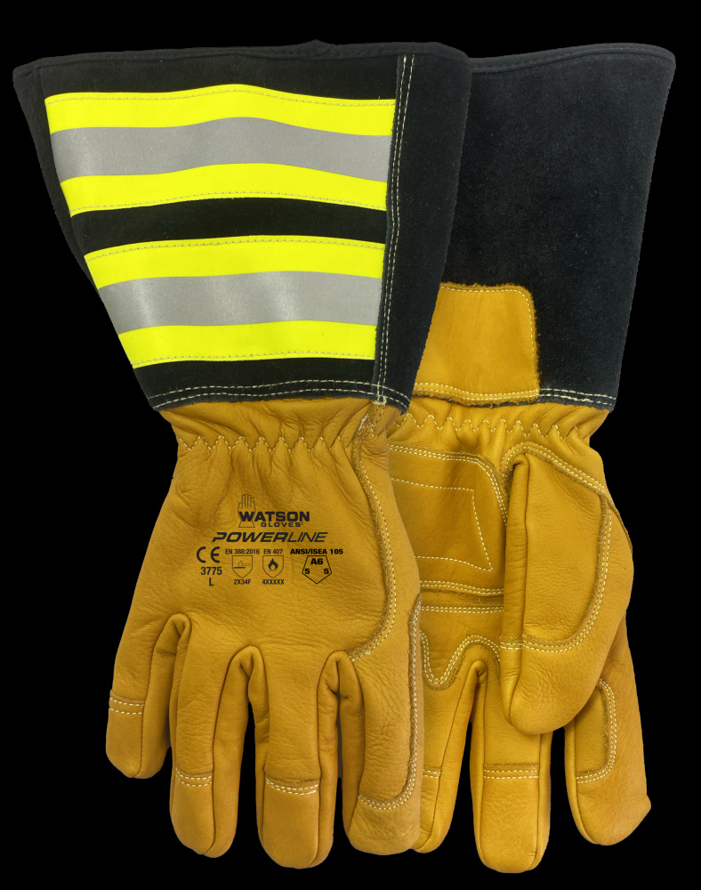 POWERLINE A6 FULLGRAIN COW REFLECTIVE GAUNTLET UTILITY - L
