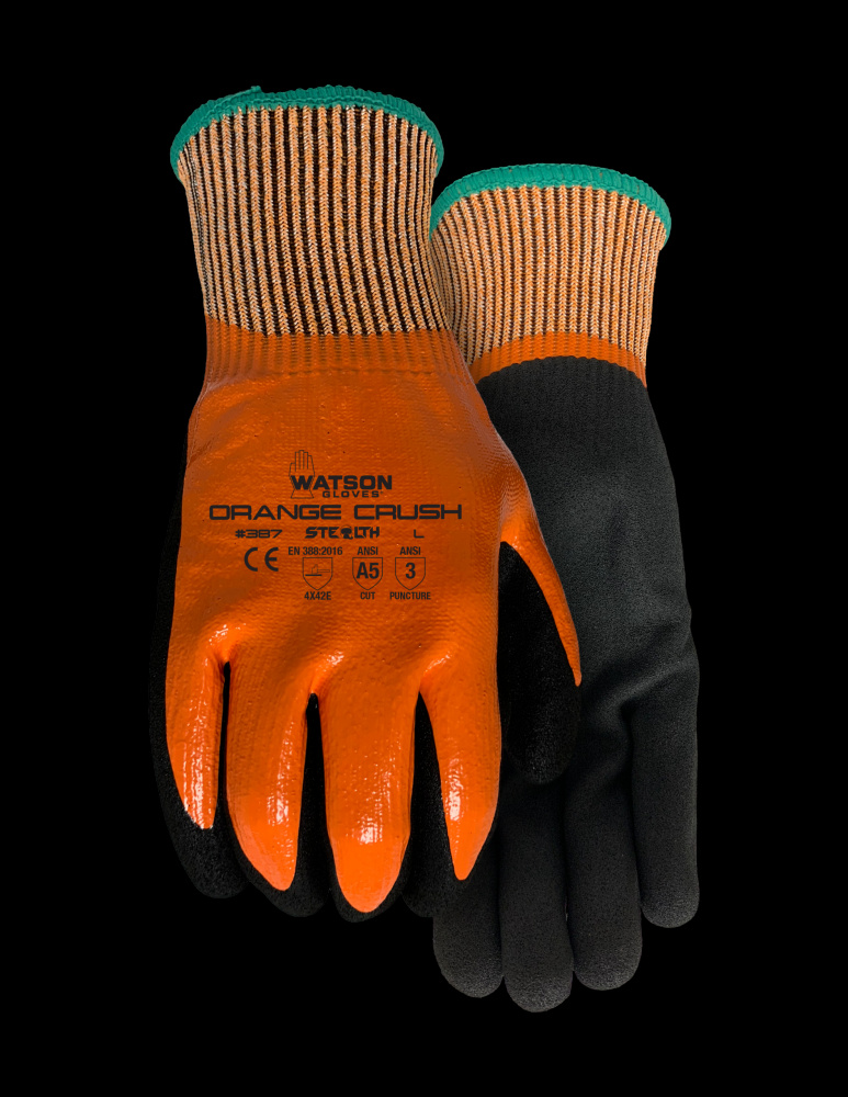 STEALTH ORANGE CRUSH A5 18GG FULLDIP SANDY NITRILE COATED - L