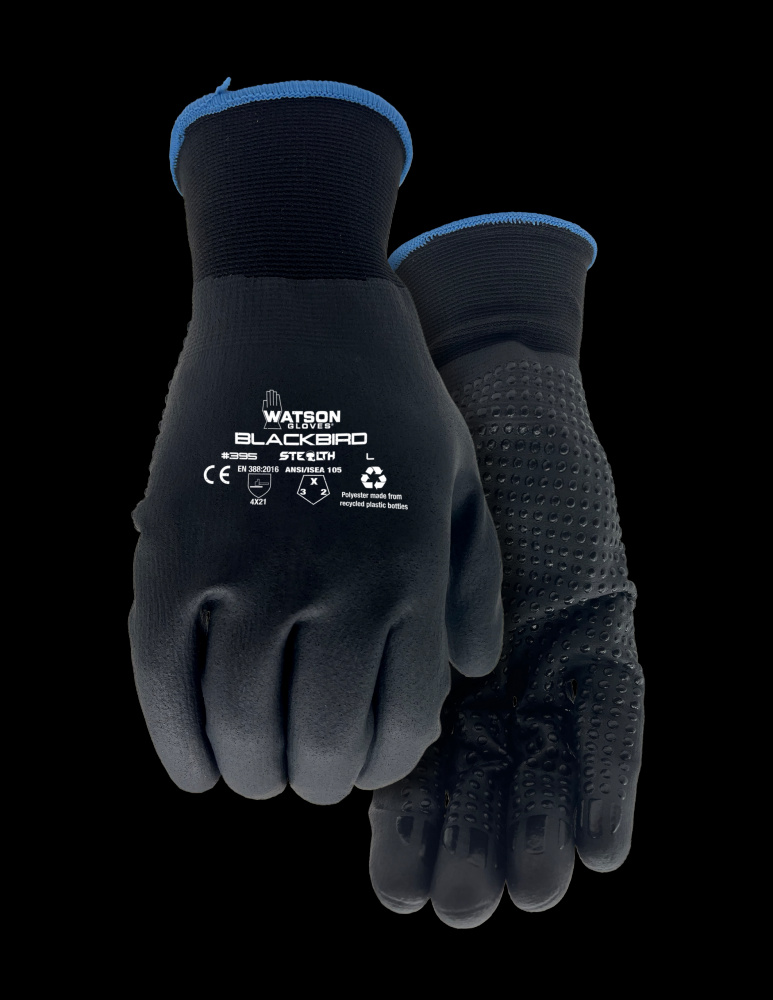 STEALTH BLACKBIRD 15GG DOTTED FOAM NITRILE PALM COATED - L