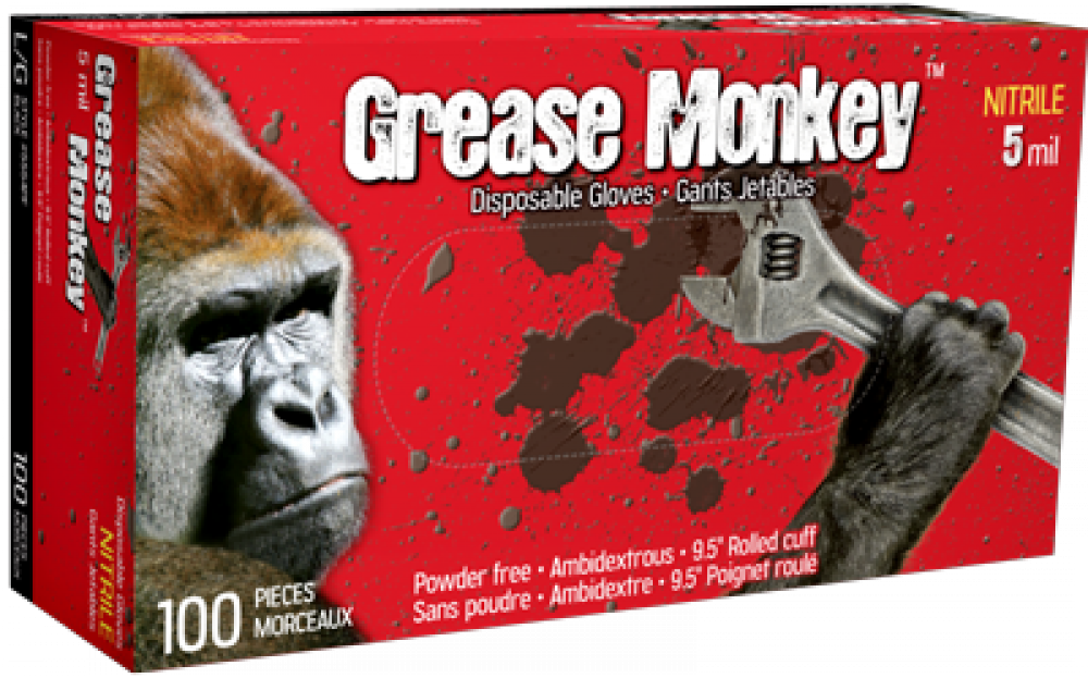 GREASE MONKEY 5 MIL NITRILE BLACK DISPOSABLE - L