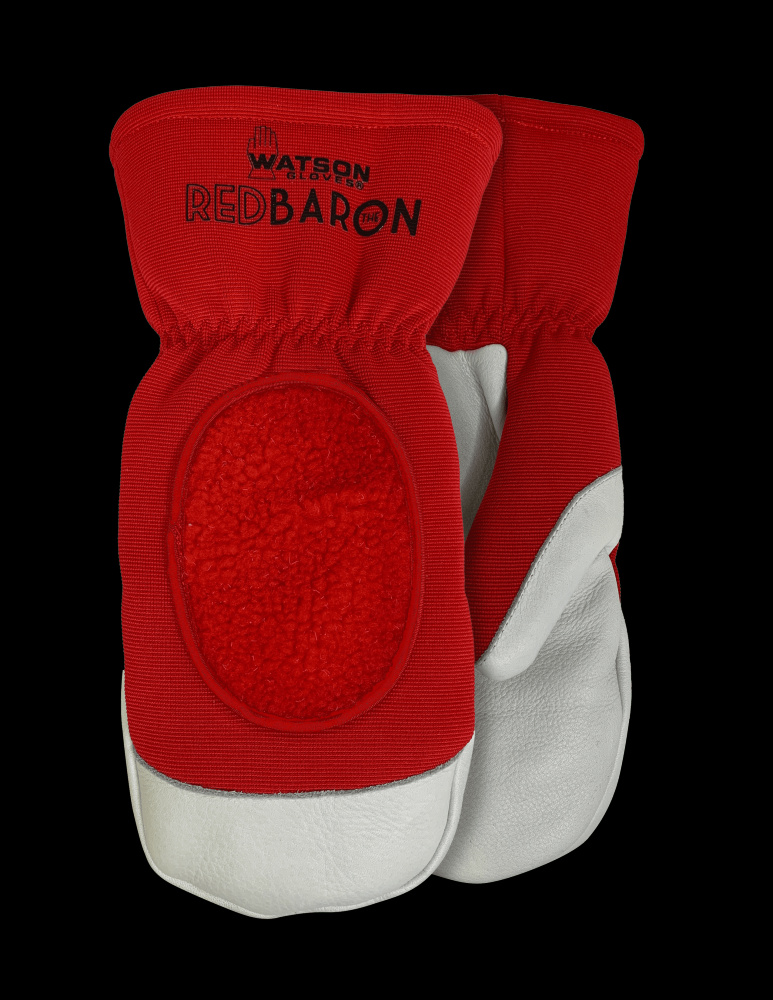 RED BARON FULLGRAIN COW SHERPA LINED MITT COMBO - L