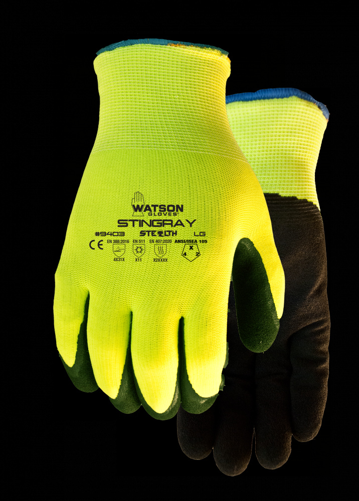 STEALTH STINGRAY SANDY NITRILE HIVIS WATER RESISTANT COATED - L