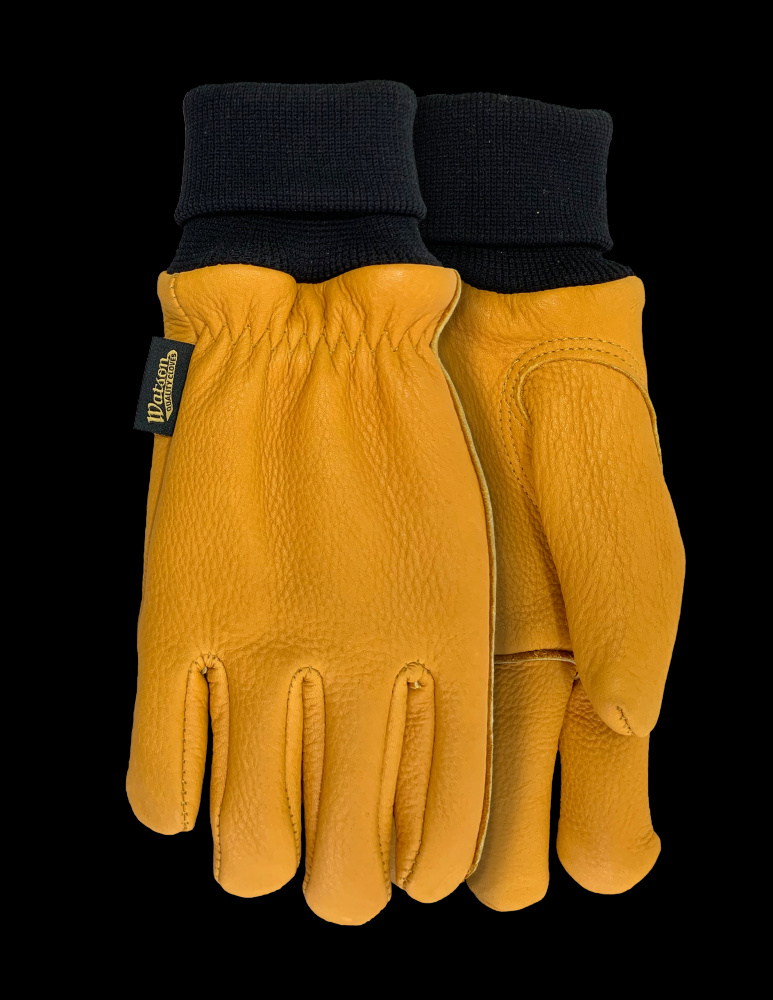THE DUKE FULLGRAIN COW FLEECE LINED KNIT WRIST GOLD DRIVER - L