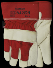 Watson Gloves 4002-L - RED BARON FULLGRAIN COW COTTON DRILL BACK COMBO - L