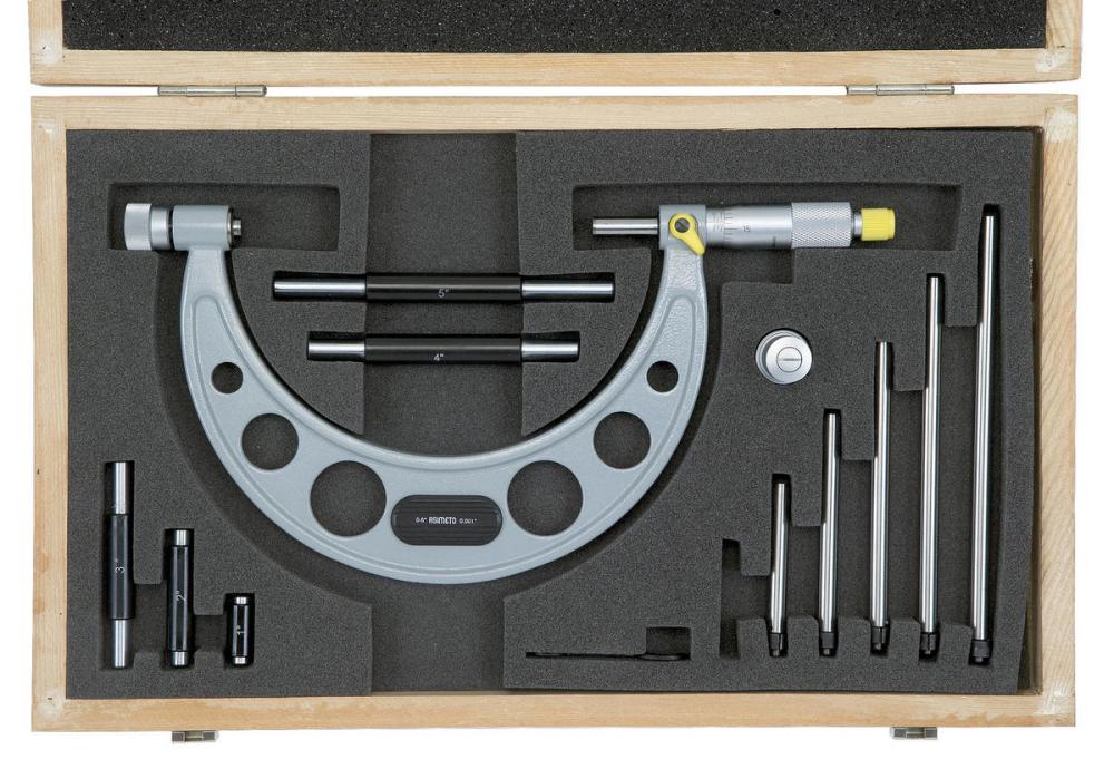 Asimeto 7111061 0-6&#34; x 0.001&#34; Interchangeable Anvil Outside Micrometer Set