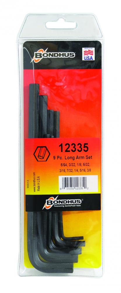 BONDHUS 9PC (5/64-3/8 NO 7/74 9/64) L KEY SET - POUCH