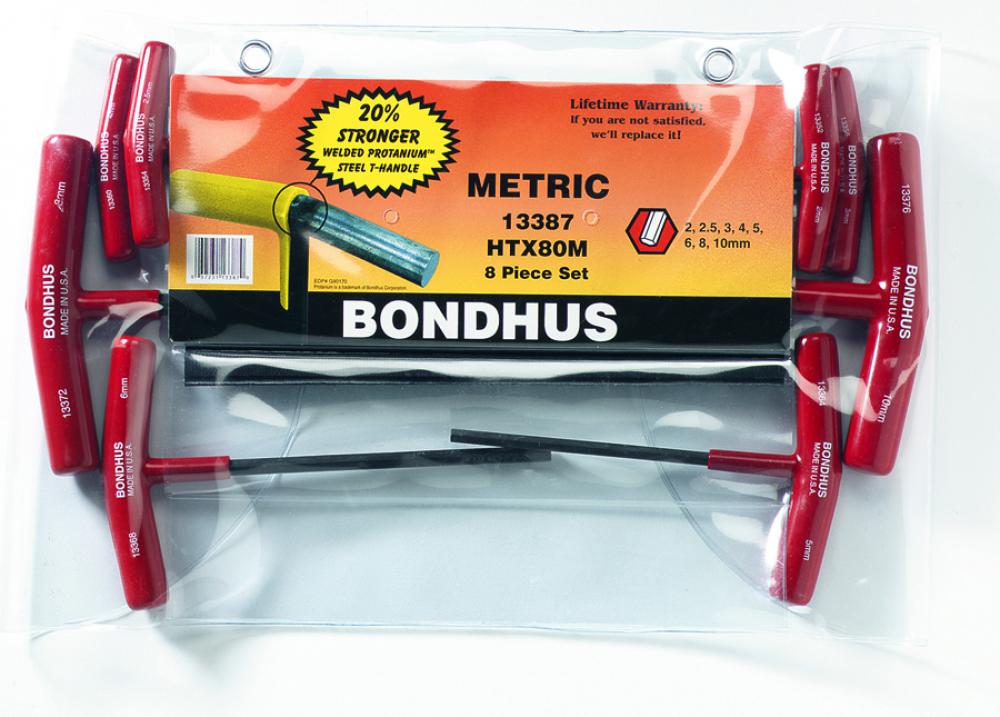 BONDHUS 8PC (2 - 10M) HEX T-HANDLE SET