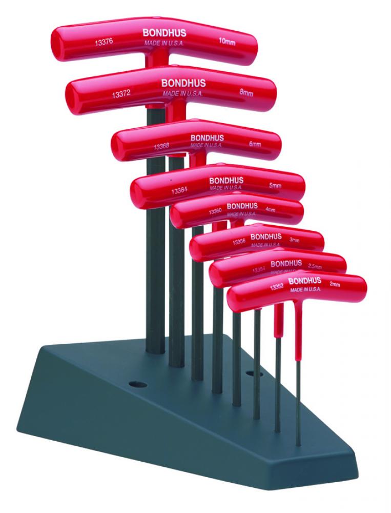 BONDHUS 13387 HEX T-HANDLE SET WITH STAND