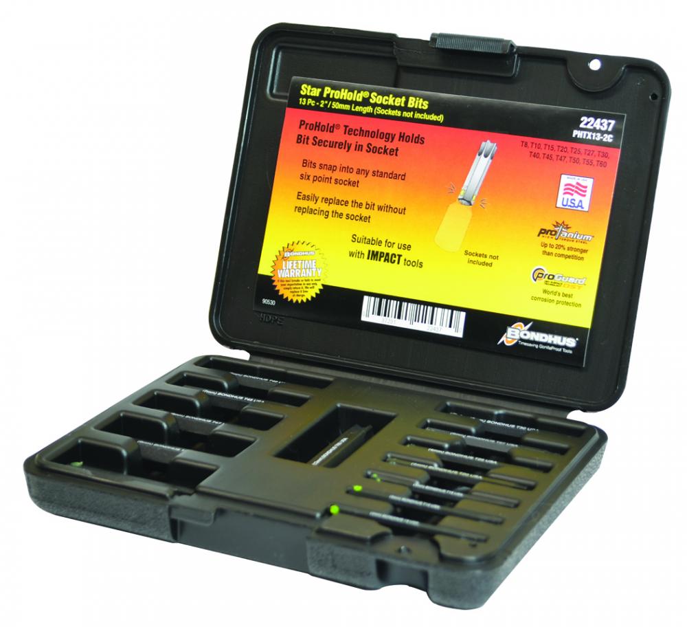 BONDHUS 13PC (T8-T40) BITS ONLY SET - MOULDED CASE