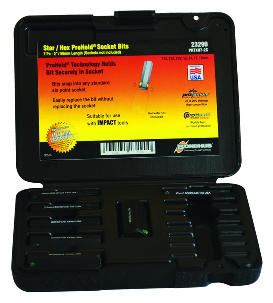 BONDHUS 7PC HEX/STAR (T45-55 12-19M) MOULDED CASE