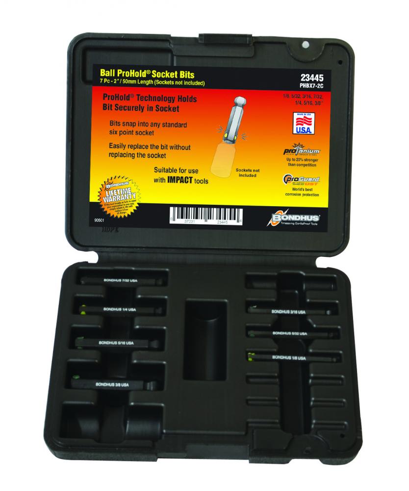 BONDHUS 7PC 2&#34; PHD BALL BIT SET (1/8 - 3/8)