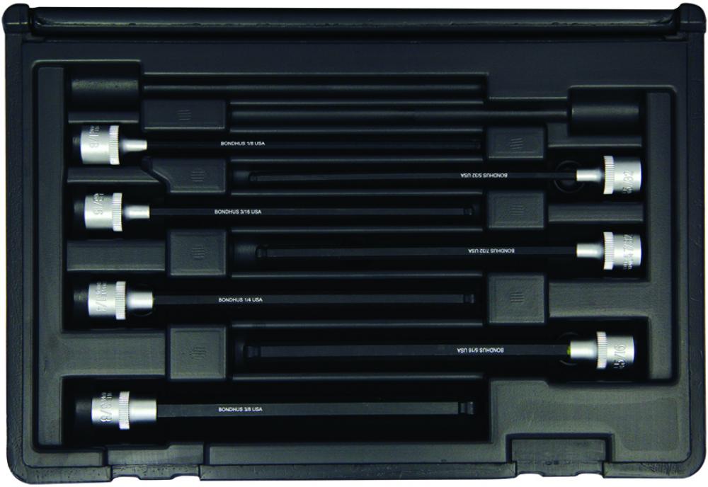 BONDHUS 7PC 6&#34; HEX BIT & SOCKET SET (1/8 - 5/8&#34;)