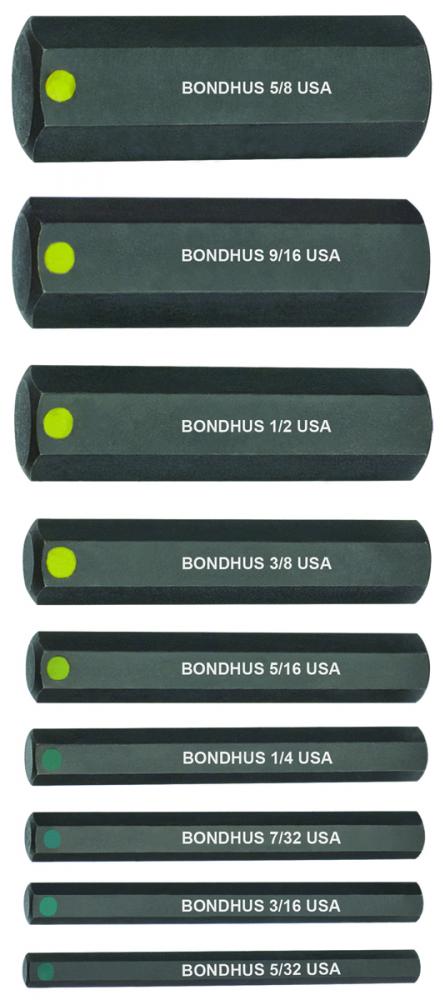 BONDHUS 9PC 2&#34; HEX PROHOLD® BIT SET (5/32 - 5/8&#34;)