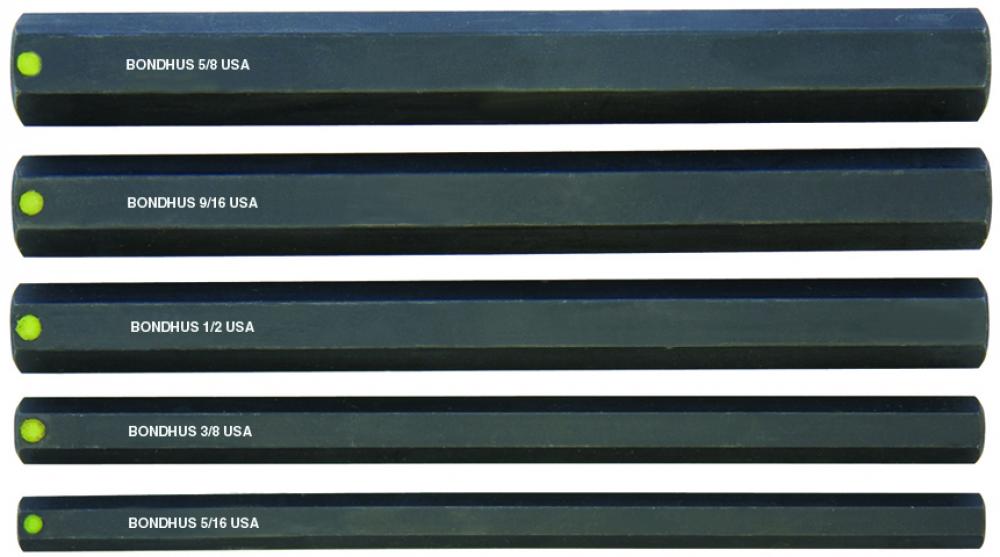 BONDHUS 5PC (5/16 - 5/8) 6&#34; PROHOLD® HEX BIT SET