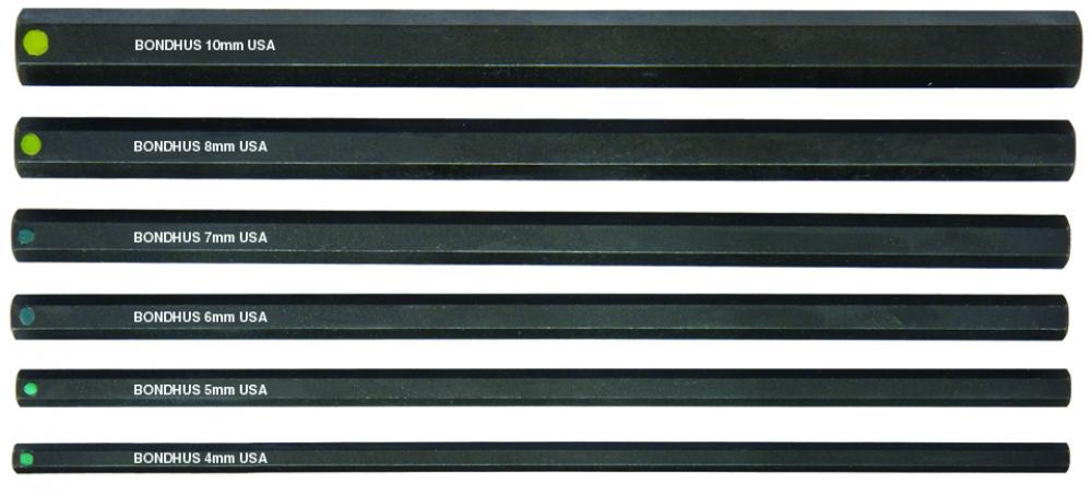 BONDHUS 6PC (4 - 10M) 6&#34; PROHOLD® HEX BIT SET