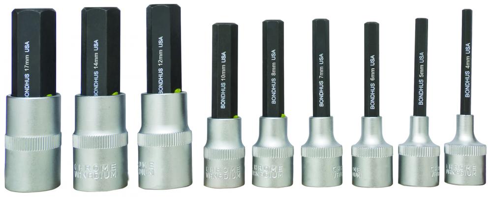 BONDHUS 9PC (4-17M) PROHOLD™ HEX BIT / SOCKET SET