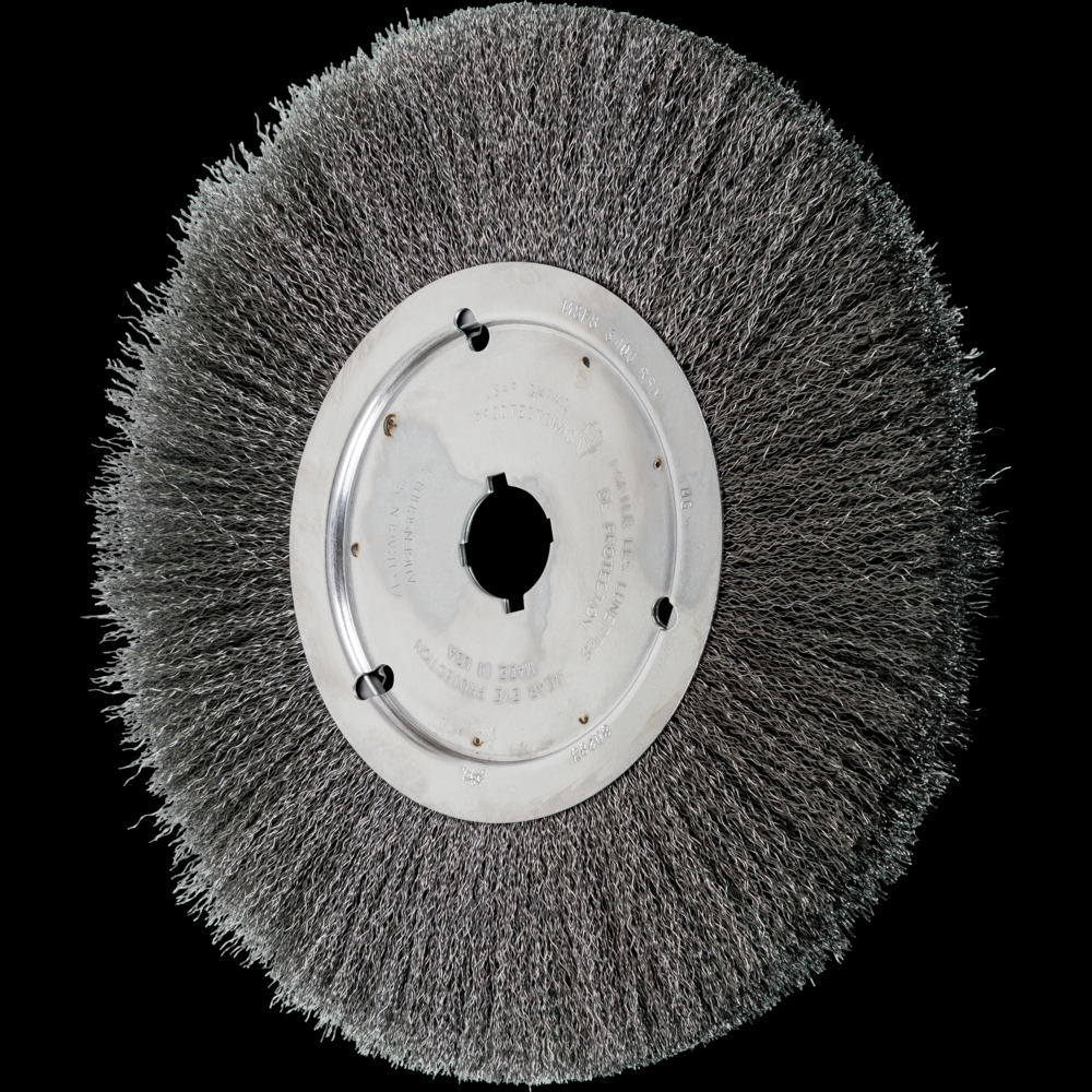PFERD Crimped Wire Wheel Brush 12&#34; Dia Narrow Face .012 Carbon Steel 2&#34; Keyed Arbor