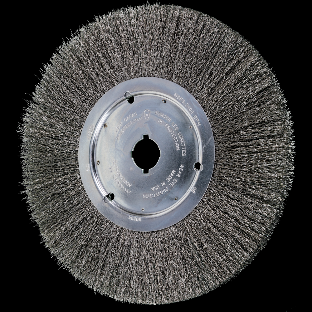 PFERD Crimped Wire Wheel Brush 12&#34; Dia Narrow Face .014 Carbon Steel 2&#34; Keyed Arbor