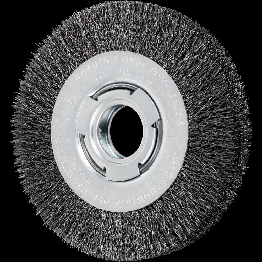 PFERD Crimped Wire Wheel Brush 6&#34; Dia Medium Face .014 Carbon Steel 2&#34; Arbor