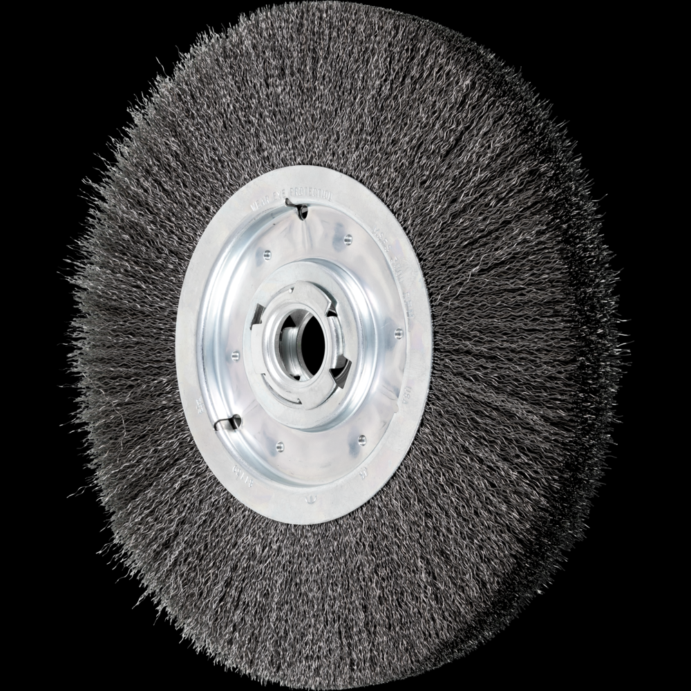 PFERD Crimped Wire Wheel Brush 12&#34; Dia Medium Face .014 Carbon Steel 2&#34; Keyed Arbor