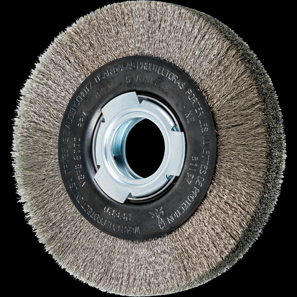 PFERD Crimped Wire Wheel Brush 6&#34; Dia Medium Face .006 Stainless Steel 2&#34; Arbor