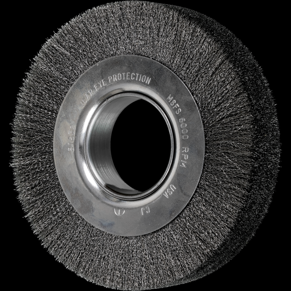 PFERD Crimped Wire Wheel Brush 6&#34; Dia Wide Face .006 Carbon Steel 2&#34; Arbor