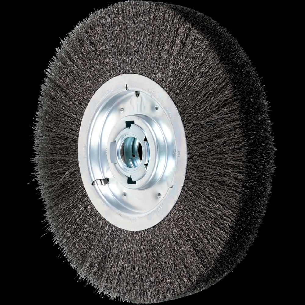 PFERD Crimped Wire Wheel Brush 12&#34; Dia Wide Face .012 Carbon Steel 2&#34; Keyed Arbor