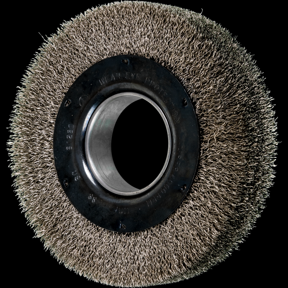 PFERD Crimped Wire Wheel Brush 6&#34; Dia Wide Face .014 Stainless Steel 2&#34; Arbor