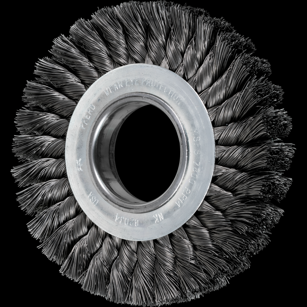 PFERD Standard Twist Knot Wire Wheel Brush 6&#34; Dia. .016 Carbon Steel 2&#34; Arbor
