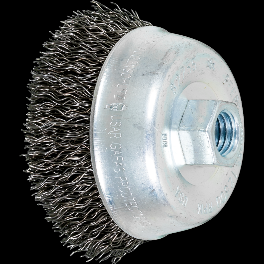 PFERD Crimped Wire Cup Brush 3-1/2&#34; Dia. .020 Carbon Steel 5/8-11&#34; Thread