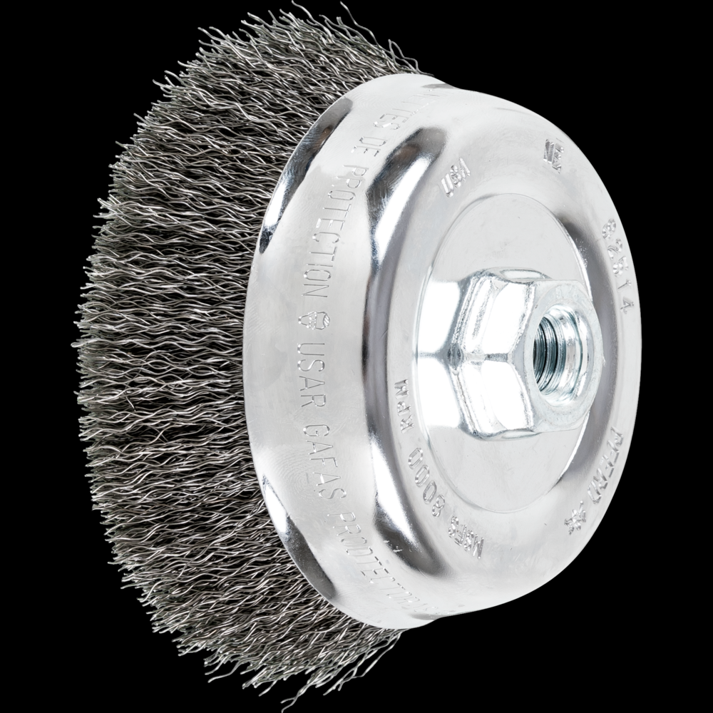 PFERD Crimped Wire Cup Brush 5&#34; Dia. .014 Carbon Steel 5/8-11&#34; Thread