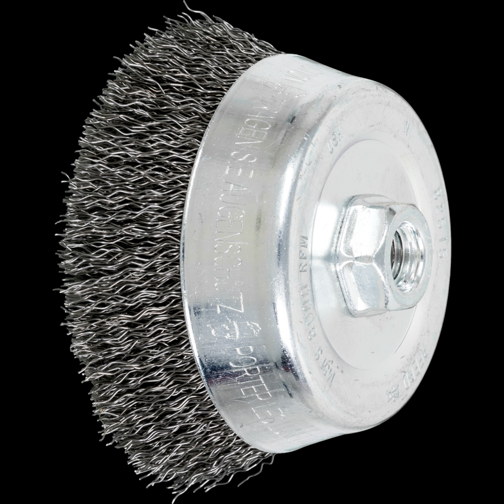 PFERD Crimped Wire Cup Brush 5&#34; Dia. .020 Carbon Steel 5/8-11&#34; Thread